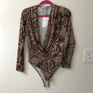 Zara snake print bodysuit size small